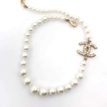 Chanel-Inspired Coco Faux Pearl Strand Necklace with Monogram Pendant