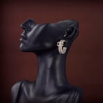 Chanel-Inspired Triple-Layer Strass Crystal Monogram Hoop Earrings