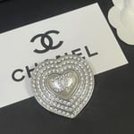 CC Heart Brooch Silver with Pearl Heart