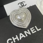 CC Heart Brooch Silver with Pearl Heart