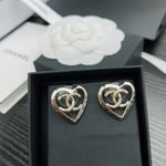 Chanel-Inspired Coco In Love Monogram Open Heart Stud Earrings (Gold)