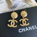 Chanel Crystal Pearl CC Drop Earrings Gold