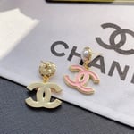 Chanel Pendant Earrings Pearly White and Pink