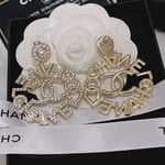 Chanel-Inspired Pearl Caged Monogram Drop Earrings (Gold)