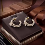 Chanel-Inspired Triple-Layer Strass Crystal Monogram Hoop Earrings