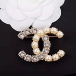 Chanel Cocomark Double C Diamond Pearl Brooch