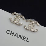 Chanel CC Crystal Pearl Silver Earrings