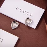 Gucci Double GG Heart-Shaped Earrings Light Blue Enamel Silver