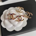 Chanel-Inspired Multi-Color Crystal Monogram Stud Earrings