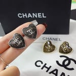 Chanel Stud Earrings Gold And Black