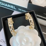 Chanel-Inspired Full Crystal Pavé Gold Large Hoop Earrings