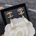 Chanel CC Monogram Pearl Drop Earrings