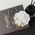 Saint Laurent YSL Hoop Earrings With Crystal Gold