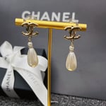 Chanel CC Monogram Pearl Drop Earrings