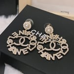 Chanel-Inspired Pearl Caged Monogram Drop Earrings (Gold)