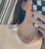 Chanel-Inspired Monogram Coin Pendant Gold Chain Necklace with Silver Resin