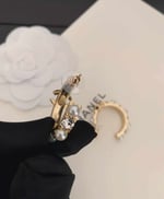 Chanel-Inspired Pearl & Crystal Monogram Gold Hoop Earrings