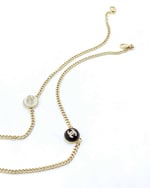 Chanel-Inspired Monogram Coin Pendant Gold Chain Necklace with Black Resin