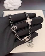 Chanel Ruthenium Crystal Chain CC Lucky Charms Choker Necklace