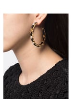 Chanel Gold & Black Metal Hoop Earrings