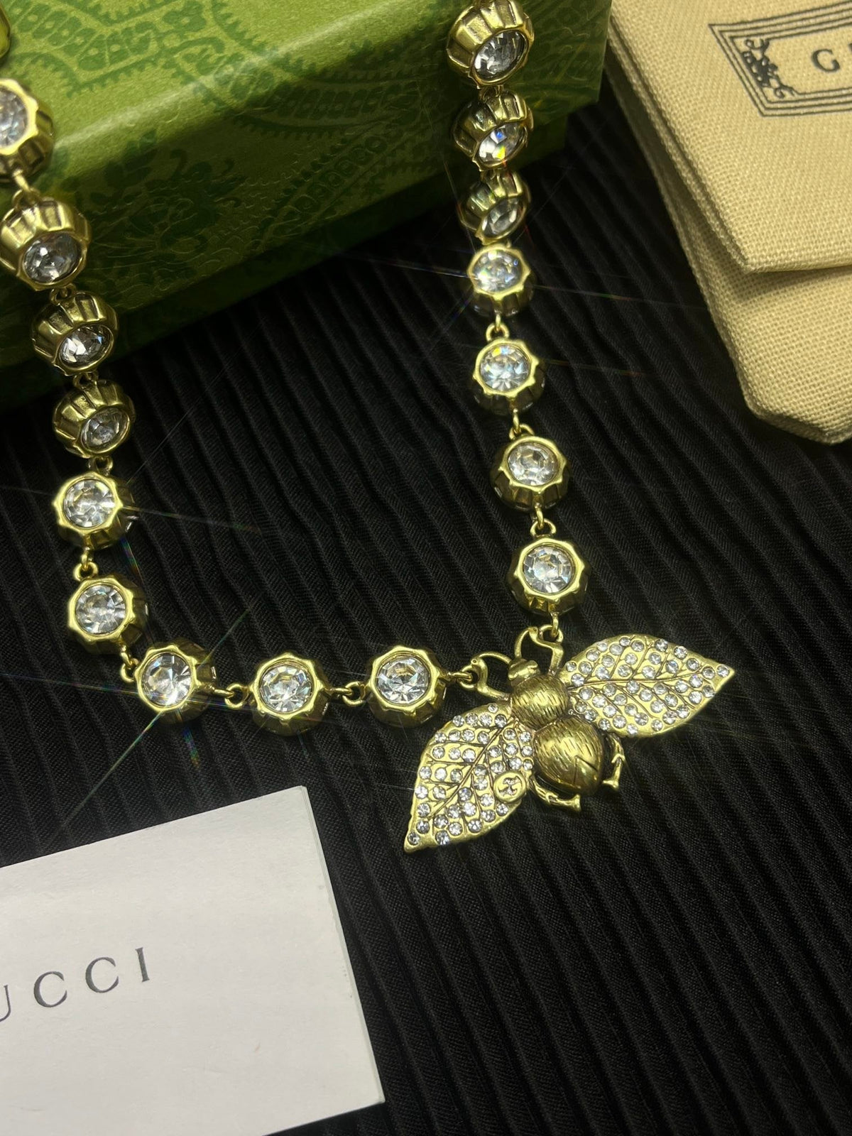 Gucci Bee Necklace With Crystals In Gold 629989 J1D50 8062