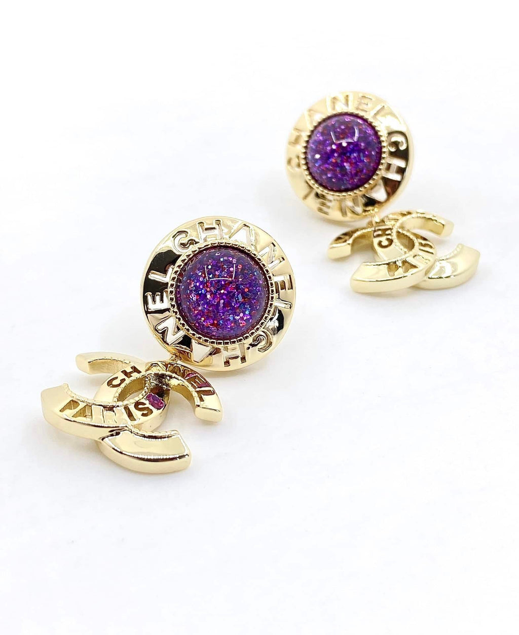 Chanel Purple Earrings