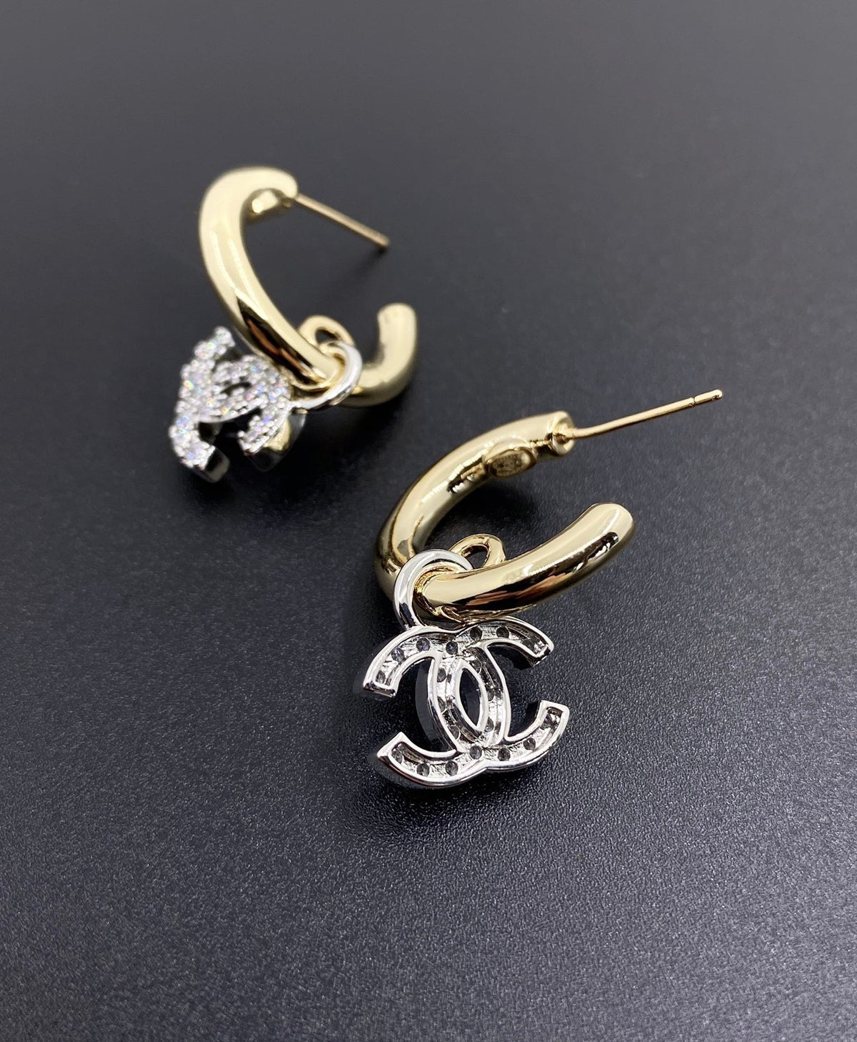 Chanel-Inspired Pearl Monogram Logo Earrings