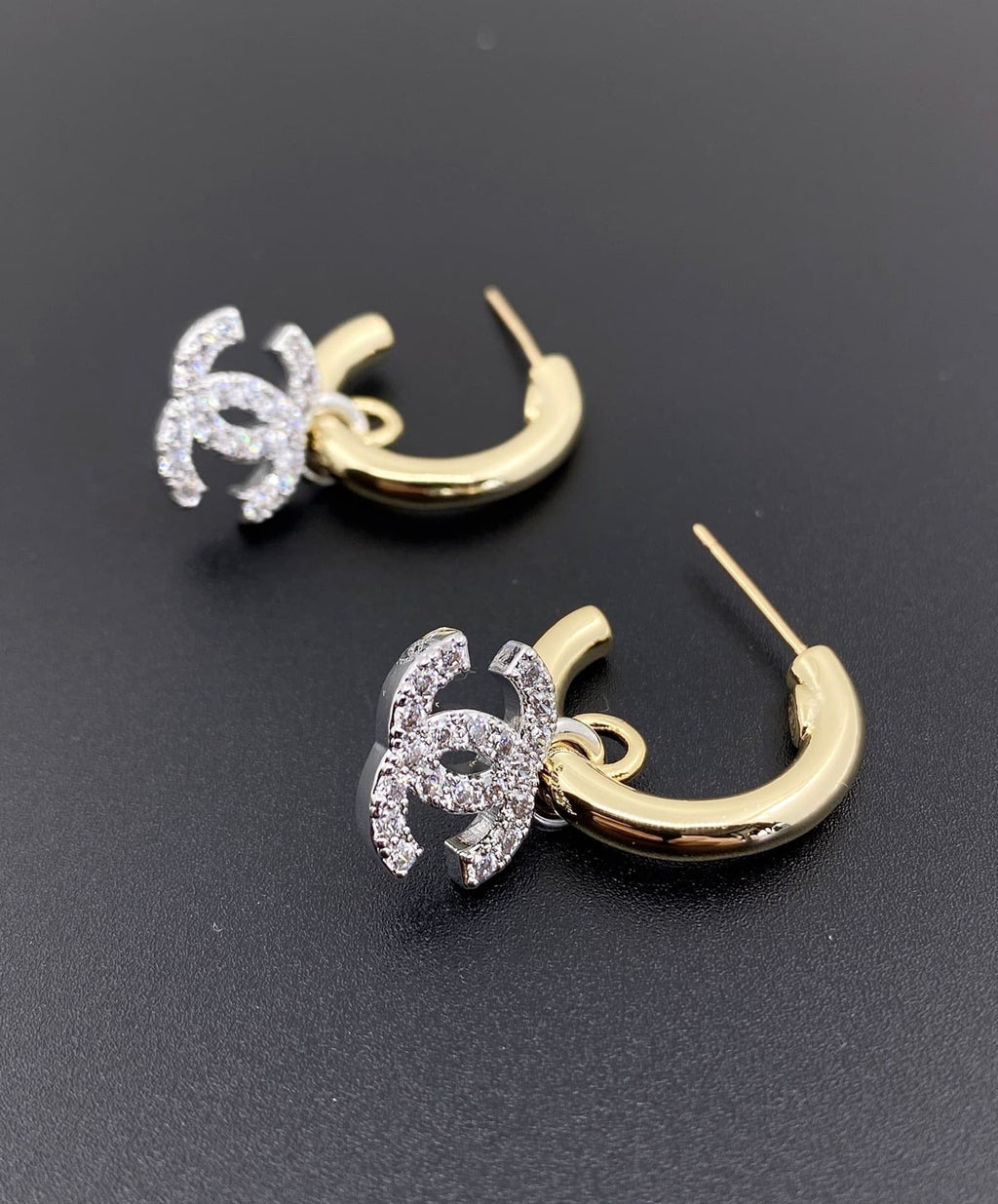 Chanel-Inspired Pearl Monogram Logo Earrings