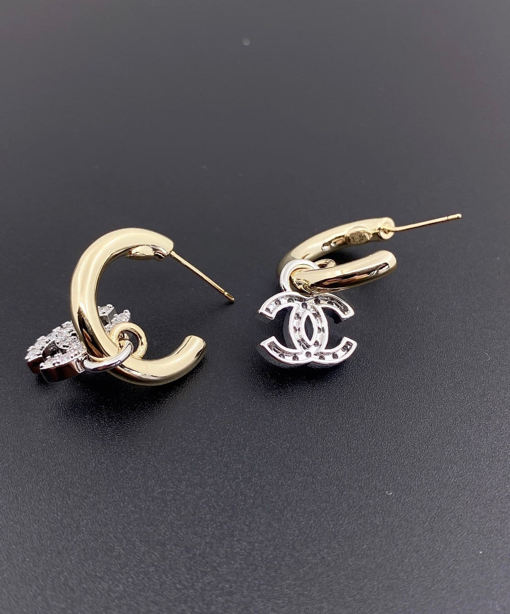 Chanel-Inspired Pearl Monogram Logo Earrings