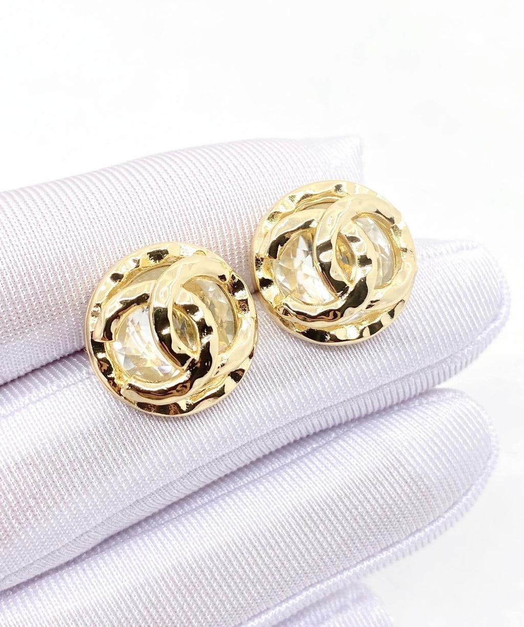 Chanel CC Button Clip-On Earrings