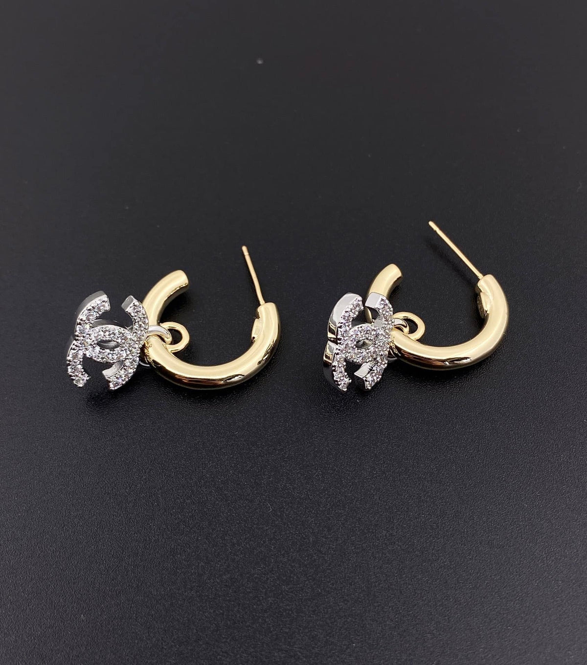 Chanel-Inspired Pearl Monogram Logo Earrings