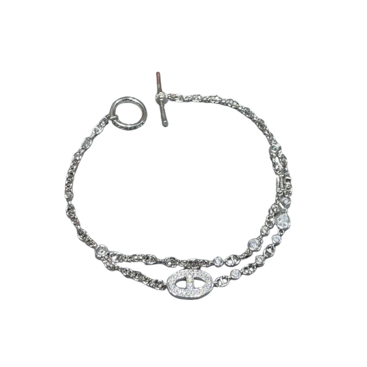 Hermes Crystals Bracelet Silver