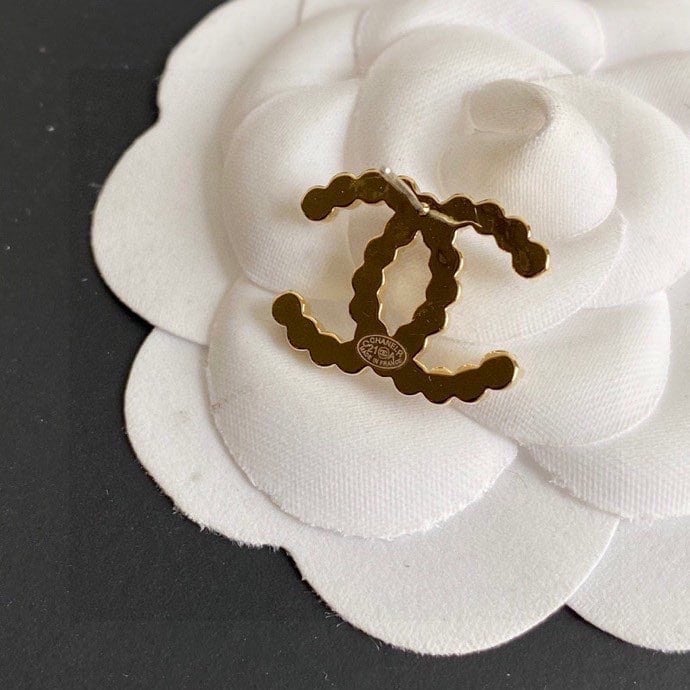 Chanel-Inspired Multi-Color Crystal Monogram Stud Earrings